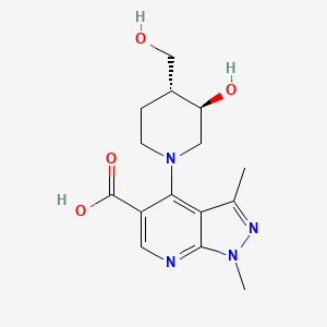 4-[(3R,4R)-3-hydroxy-4-(hydroxymethyl)piperidin-1-yl]-1,3-dimethylpyrazolo[3,4-b]pyridine-5-carboxylic acid