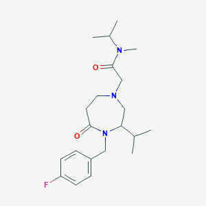 molecular formula C21H32FN3O2 B5270750 2-[4-(4-fluorobenzyl)-3-isopropyl-5-oxo-1,4-diazepan-1-yl]-N-isopropyl-N-methylacetamide 