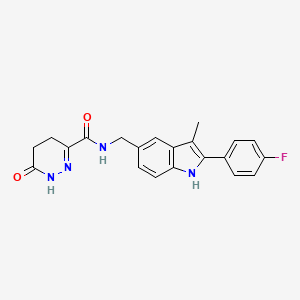 molecular formula C21H19FN4O2 B5270762 N-{[2-(4-fluorophenyl)-3-methyl-1H-indol-5-yl]methyl}-6-oxo-1,4,5,6-tetrahydropyridazine-3-carboxamide 