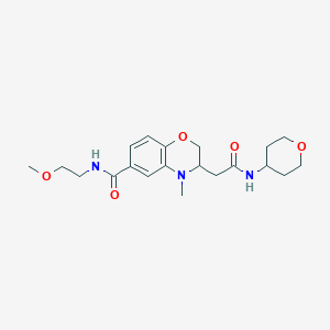 molecular formula C20H29N3O5 B5270807 N-(2-methoxyethyl)-4-methyl-3-[2-oxo-2-(tetrahydro-2H-pyran-4-ylamino)ethyl]-3,4-dihydro-2H-1,4-benzoxazine-6-carboxamide 