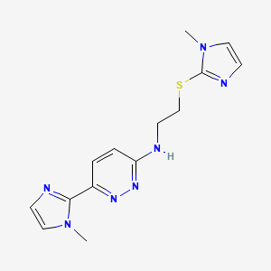 molecular formula C14H17N7S B5270822 6-(1-methyl-1H-imidazol-2-yl)-N-{2-[(1-methyl-1H-imidazol-2-yl)thio]ethyl}pyridazin-3-amine 