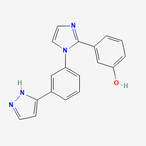 molecular formula C18H14N4O B5270825 3-{1-[3-(1H-pyrazol-5-yl)phenyl]-1H-imidazol-2-yl}phenol 