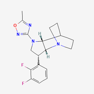 molecular formula C18H20F2N4O B5270834 3-[(2R,3R,6R)-3-(2,3-difluorophenyl)-1,5-diazatricyclo[5.2.2.02,6]undecan-5-yl]-5-methyl-1,2,4-oxadiazole 