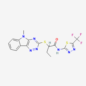 2-[(5-methyl-5H-[1,2,4]triazino[5,6-b]indol-3-yl)sulfanyl]-N-[5-(trifluoromethyl)-1,3,4-thiadiazol-2-yl]butanamide