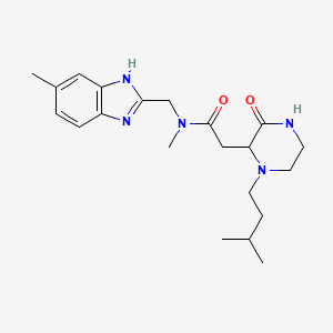 molecular formula C21H31N5O2 B5270905 N-methyl-N-[(5-methyl-1H-benzimidazol-2-yl)methyl]-2-[1-(3-methylbutyl)-3-oxo-2-piperazinyl]acetamide 