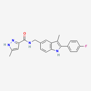 N-[[2-(4-fluorophenyl)-3-methyl-1H-indol-5-yl]methyl]-5-methyl-1H-pyrazole-3-carboxamide