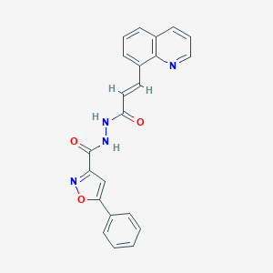 molecular formula C22H16N4O3 B527095 5-phenyl-N'-[(E)-3-quinolin-8-ylprop-2-enoyl]-1,2-oxazole-3-carbohydrazide 