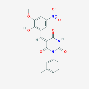 (5E)-1-(3,4-dimethylphenyl)-5-(2-hydroxy-3-methoxy-5-nitrobenzylidene)pyrimidine-2,4,6(1H,3H,5H)-trione