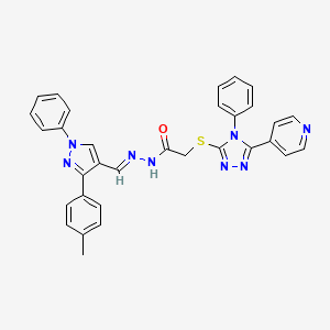 N'-{[3-(4-methylphenyl)-1-phenyl-1H-pyrazol-4-yl]methylene}-2-{[4-phenyl-5-(4-pyridinyl)-4H-1,2,4-triazol-3-yl]thio}acetohydrazide