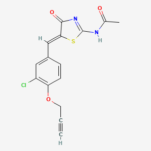 molecular formula C15H11ClN2O3S B5271111 N-{(5Z)-5-[3-chloro-4-(prop-2-yn-1-yloxy)benzylidene]-4-oxo-4,5-dihydro-1,3-thiazol-2-yl}acetamide 