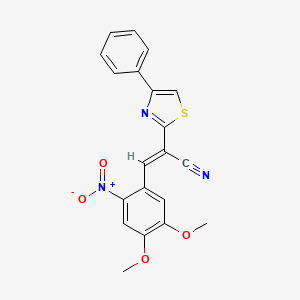 (E)-3-(4,5-dimethoxy-2-nitrophenyl)-2-(4-phenyl-1,3-thiazol-2-yl)prop-2-enenitrile