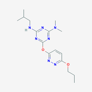 molecular formula C16H25N7O2 B5271153 N2,N2-Dimethyl-N4-(2-methylpropyl)-6-[(6-propoxypyridazin-3-YL)oxy]-1,3,5-triazine-2,4-diamine 