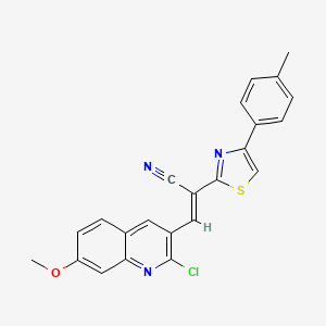 (E)-3-(2-chloro-7-methoxyquinolin-3-yl)-2-[4-(4-methylphenyl)-1,3-thiazol-2-yl]prop-2-enenitrile