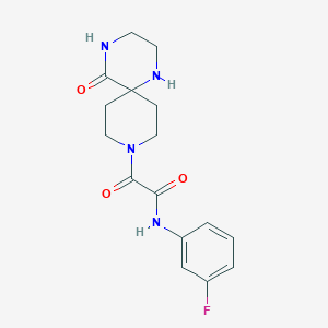 molecular formula C16H19FN4O3 B5271213 N-(3-fluorophenyl)-2-oxo-2-(5-oxo-1,4,9-triazaspiro[5.5]undec-9-yl)acetamide 