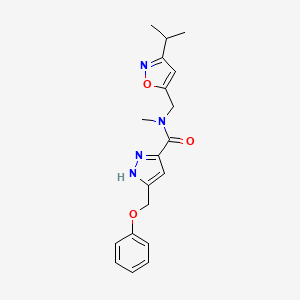 molecular formula C19H22N4O3 B5271269 N-[(3-isopropylisoxazol-5-yl)methyl]-N-methyl-5-(phenoxymethyl)-1H-pyrazole-3-carboxamide 