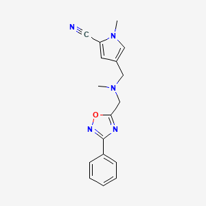 1-methyl-4-({methyl[(3-phenyl-1,2,4-oxadiazol-5-yl)methyl]amino}methyl)-1H-pyrrole-2-carbonitrile