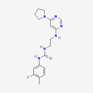 N-(3-fluoro-4-methylphenyl)-N'-(2-{[6-(1-pyrrolidinyl)-4-pyrimidinyl]amino}ethyl)urea