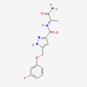 N-[(1S)-2-amino-1-methyl-2-oxoethyl]-5-[(3-fluorophenoxy)methyl]-1H-pyrazole-3-carboxamide