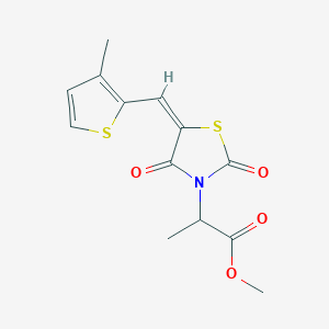 molecular formula C13H13NO4S2 B5271518 methyl 2-[(5E)-5-[(3-methylthiophen-2-yl)methylidene]-2,4-dioxo-1,3-thiazolidin-3-yl]propanoate 