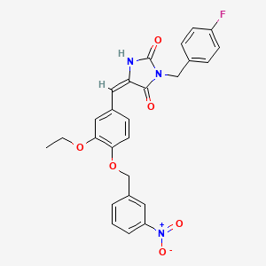 (5E)-5-{3-ethoxy-4-[(3-nitrobenzyl)oxy]benzylidene}-3-(4-fluorobenzyl)imidazolidine-2,4-dione