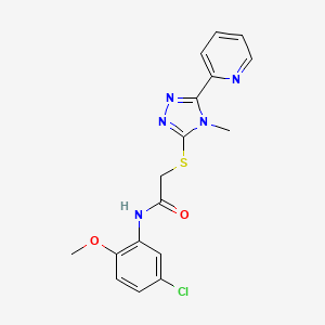 molecular formula C17H16ClN5O2S B5271550 N-(5-CHLORO-2-METHOXYPHENYL)-2-{[4-METHYL-5-(2-PYRIDINYL)-4H-1,2,4-TRIAZOL-3-YL]SULFANYL}ACETAMIDE 