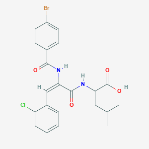 2-[[(E)-2-[(4-bromobenzoyl)amino]-3-(2-chlorophenyl)prop-2-enoyl]amino]-4-methylpentanoic acid