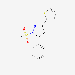 molecular formula C15H16N2O2S2 B5271706 3-(4-Methylphenyl)-2-methylsulfonyl-5-thiophen-2-yl-3,4-dihydropyrazole 