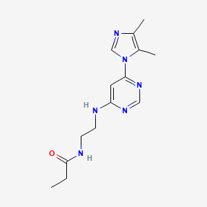 molecular formula C14H20N6O B5271794 N-(2-{[6-(4,5-dimethyl-1H-imidazol-1-yl)-4-pyrimidinyl]amino}ethyl)propanamide 