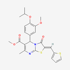 molecular formula C24H24N2O5S2 B5271815 methyl 5-(4-isopropoxy-3-methoxyphenyl)-7-methyl-3-oxo-2-(2-thienylmethylene)-2,3-dihydro-5H-[1,3]thiazolo[3,2-a]pyrimidine-6-carboxylate 