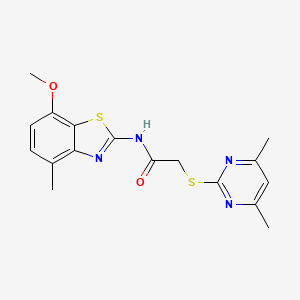 molecular formula C17H18N4O2S2 B5271906 2-(4,6-dimethylpyrimidin-2-yl)sulfanyl-N-(7-methoxy-4-methyl-1,3-benzothiazol-2-yl)acetamide 