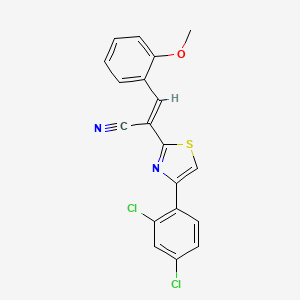 (E)-2-[4-(2,4-dichlorophenyl)-1,3-thiazol-2-yl]-3-(2-methoxyphenyl)prop-2-enenitrile