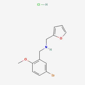 molecular formula C13H15BrClNO2 B5271950 N-[(5-bromo-2-methoxyphenyl)methyl]-1-(furan-2-yl)methanamine;hydrochloride 