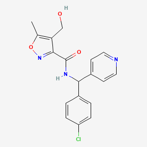 molecular formula C18H16ClN3O3 B5272116 N-[(4-chlorophenyl)(pyridin-4-yl)methyl]-4-(hydroxymethyl)-5-methylisoxazole-3-carboxamide 