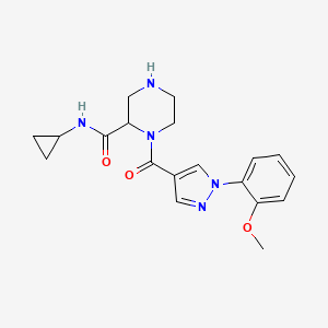 molecular formula C19H23N5O3 B5272141 N-cyclopropyl-1-{[1-(2-methoxyphenyl)-1H-pyrazol-4-yl]carbonyl}-2-piperazinecarboxamide 