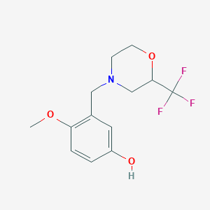 molecular formula C13H16F3NO3 B5272235 4-methoxy-3-{[2-(trifluoromethyl)morpholin-4-yl]methyl}phenol 