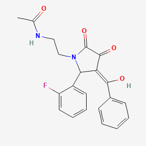 molecular formula C21H19FN2O4 B5272279 N-{2-[3-benzoyl-2-(2-fluorophenyl)-4-hydroxy-5-oxo-2,5-dihydro-1H-pyrrol-1-yl]ethyl}acetamide 