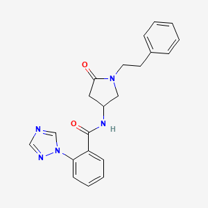 N-[5-oxo-1-(2-phenylethyl)pyrrolidin-3-yl]-2-(1H-1,2,4-triazol-1-yl)benzamide