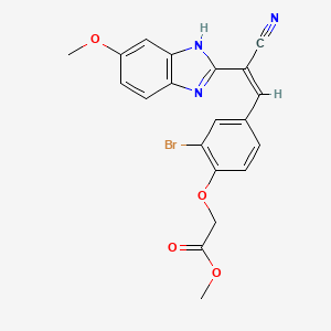 molecular formula C20H16BrN3O4 B5272347 methyl 2-[2-bromo-4-[(Z)-2-cyano-2-(6-methoxy-1H-benzimidazol-2-yl)ethenyl]phenoxy]acetate 