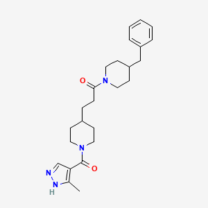 molecular formula C25H34N4O2 B5272413 1-(4-benzylpiperidin-1-yl)-3-[1-(5-methyl-1H-pyrazole-4-carbonyl)piperidin-4-yl]propan-1-one 