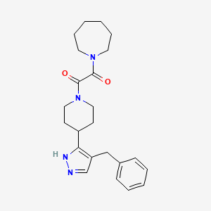 molecular formula C23H30N4O2 B5272430 1-(azepan-1-yl)-2-[4-(4-benzyl-1H-pyrazol-5-yl)piperidin-1-yl]ethane-1,2-dione 