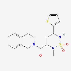 molecular formula C18H21N3O3S2 B5272444 2-{[2-methyl-1,1-dioxido-5-(2-thienyl)-1,2,6-thiadiazinan-3-yl]carbonyl}-1,2,3,4-tetrahydroisoquinoline 