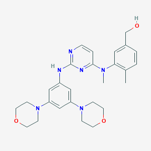 molecular formula C27H34N6O3 B527245 (3-((2-(3,5-Dimorpholinophenylamino)pyrimidin-4-yl)(methyl)amino)-4-methylphenyl)methanol 