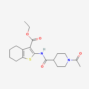 molecular formula C19H26N2O4S B5272477 ethyl 2-{[(1-acetyl-4-piperidinyl)carbonyl]amino}-4,5,6,7-tetrahydro-1-benzothiophene-3-carboxylate 