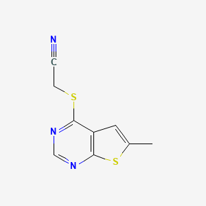 molecular formula C9H7N3S2 B5272570 2-(6-Methylthieno[2,3-d]pyrimidin-4-yl)sulfanylacetonitrile 