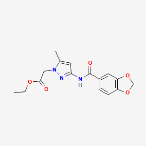 Ethyl 2-[3-(1,3-benzodioxole-5-carbonylamino)-5-methylpyrazol-1-yl]acetate