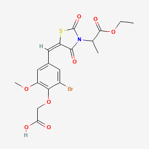 (2-bromo-4-{(E)-[3-(1-ethoxy-1-oxopropan-2-yl)-2,4-dioxo-1,3-thiazolidin-5-ylidene]methyl}-6-methoxyphenoxy)acetic acid