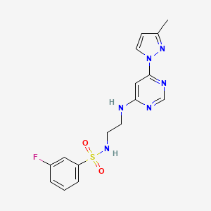 3-fluoro-N-(2-{[6-(3-methyl-1H-pyrazol-1-yl)-4-pyrimidinyl]amino}ethyl)benzenesulfonamide