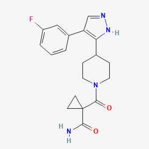 1-[4-[4-(3-fluorophenyl)-1H-pyrazol-5-yl]piperidine-1-carbonyl]cyclopropane-1-carboxamide