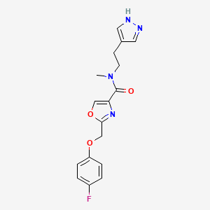 molecular formula C17H17FN4O3 B5272843 2-[(4-fluorophenoxy)methyl]-N-methyl-N-[2-(1H-pyrazol-4-yl)ethyl]-1,3-oxazole-4-carboxamide 