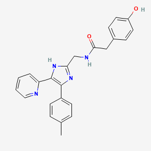 molecular formula C24H22N4O2 B5272862 2-(4-hydroxyphenyl)-N-{[4-(4-methylphenyl)-5-pyridin-2-yl-1H-imidazol-2-yl]methyl}acetamide 